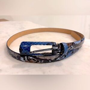 Vintage WCM Leather and Lizard Skinny Belt